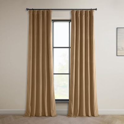 HPD Half Price Drapes Heritage Cortinas de Terciopelo Suave, Opacas, para Dormitorio y salón, 127 cm de Ancho x 244 cm de Largo, 1 Panel, marrón (Spiced Rum)