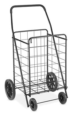 Whitmor Carrinho de compras dobrável extra grande com rodas, capacidade de 100 libras, carrinho de compras resistente com moldura de aço, cabo de espuma, carrinho dobrável para compras
