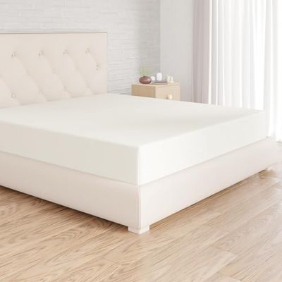 Amazon Basics Lençol-capa ajustável, 180 x 200 x 30 cm, de poliéster em microfibra, creme