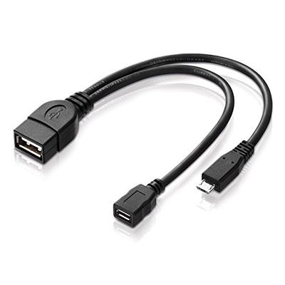 adaptare 40228 USB-OTG-adapterkabel micro-USB 2.0-stekker USB-aansluiting type A + stroomaansluiting voor externe harde schijf en andere apparaten