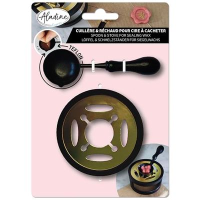 Aladine 80819 - Cuchara de teflón y hornillo para cera para ocultar - Calentador de cera