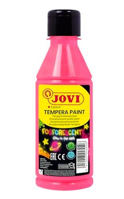 Jovi - Gouache phosphorescente, Bouteille de 250ml, Couleur Rose, Peinture à Base d'ingrédients naturels, Facile à Laver, sans Gluten, idéal pour l'école (51908)