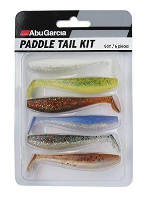 Abu Garcia Kit de Leurre Souple Paddle Abu Garcia, 6 leurres souples inclus dans des coloris prenant, bon pour la perche, le brochet et le sandre, pêche avec tête plombée, dropshot et montage carolina