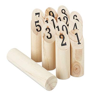 relaxdays Naturale, Kubb Vichingo, Gioco di Lancio Finlandese, in Legno, da Esterno, per Adulti e Bambini, Gioventù Unisex, 22,5 x 5 cm