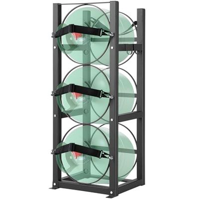 VEVOR Koelmiddelenrek, met 3 x 13,6 kg flessentanks, cilindertankrek 32,5 x 33 x 84 cm, koelmiddelcilinderrek en houders voor freon, gassen, zuurstof, stikstof