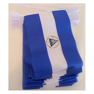 AZ FLAG - Guirlande Drapeau Nicaragua - 6 Mètres Avec 20 Fanions Nicaraguayen De 21x14 cm - Petits Drapeaux 100% Polyester - 60g