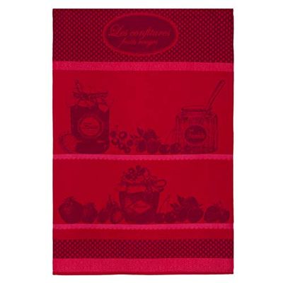 Coucke - Asciugamano in cotone jacquard - marmellate - frutti rossi - 50,8 cm x 76,2 cm - rosso