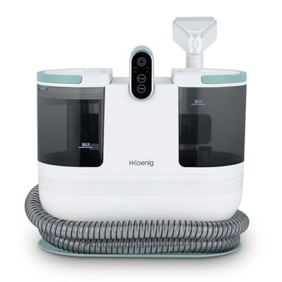 H.Koenig Limpiador Textil con Agua Caliente TWT88, Depósito Doble 1600mL y 950mL, Caudal de Agua 290mL/min, Temperatura hasta 60°C, 2 Niveles de Aspiración, 1200W