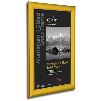 Stewart Superior A2 Aluminium 4 Sided 25mm Front Loading Picture/Poster Snap Frame - Powder Coated Gold