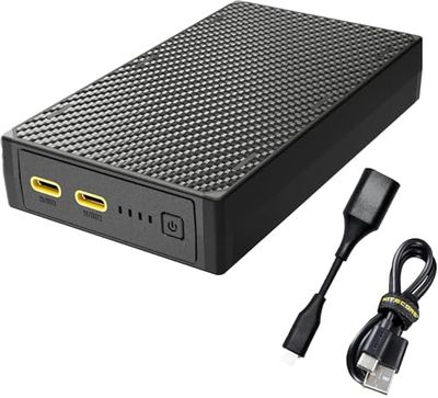 Nitecore Powerbank NB20000 Gen3 - Power Bank with 20000 mAh and Ultralight Carbon Fibre, Portable USB-C Charger, Fast Charging Power Delivery
