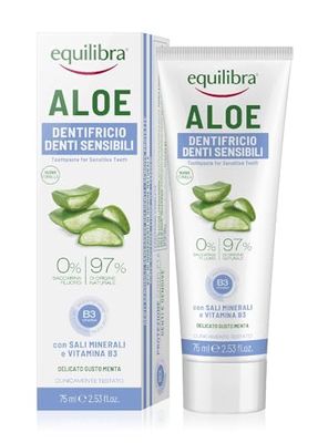 Equilibra Igiene Dentale, Aloe Dentifricio Denti Sensibili, Dentifricio Aloe Vera In Gel Delicato Dal Gusto Fresco, Aiuta A Proteggere Dai Disturbi Gengivali E Da Placca E Carie, 75 Ml