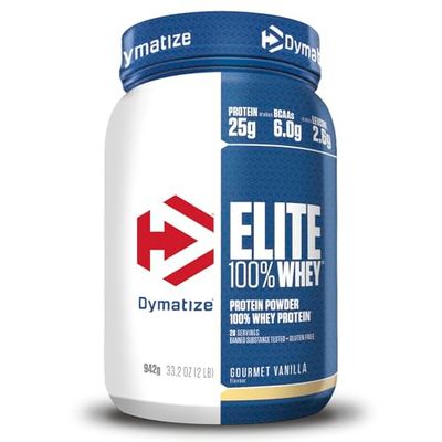 Dymatize Elite 100% Whey Gourmet Vanilla 942g - Low Sugar Whey Protein + BCAAs