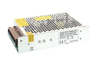 WELL AC-DC växelströmförsörjning 12 V, 3,0 A dubbel utgång/5 V, 5 A 1, st., PSUP-DO-12V36W/5V25W-WL