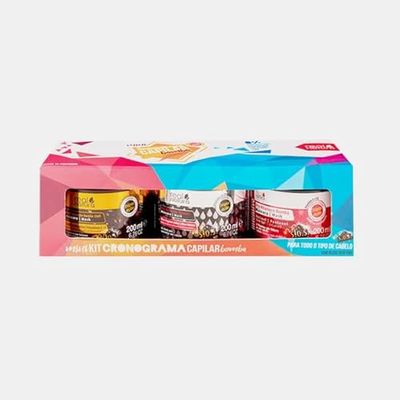 Real Natura - Kit Masques Bomba 3x200ML - Pro-Vitamine pour Cheveux Forts - Nutrition Intense pour Cheveux Doux - Bomba Café pour Croissance et Volume - 600 ml