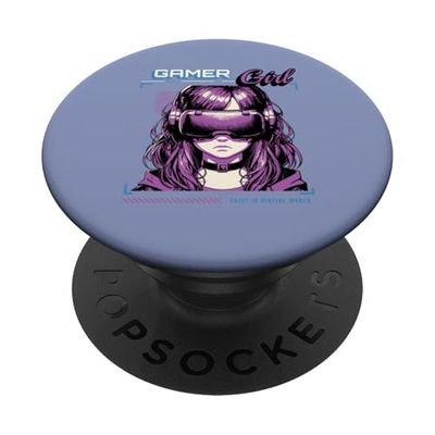 Gaming - Gamer Girl Digital World PopSockets PopGrip Adhesivo