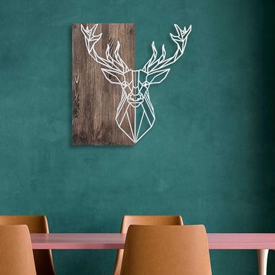 Wallity Elegante accesorio de pared de madera, 56 x 58 cm, nogal y plata, 50% madera (3 cm) y 50% metal (1,5 mm), diseño único