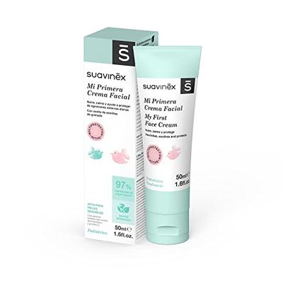 Suavinex Infant Face Cream, Suitable for Newborns. Daily Moisturizing Face Cream. Active MultiProtection Formula Nutter, Soothes and Protects. 97% Natural Origin Ingredients, 50 ml