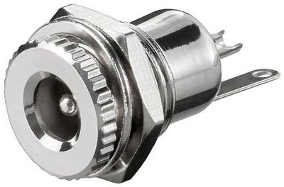 MANAX® DC-inbouwbus pen 2,1 mm metalen uitvoering. met soldeerlip - 10 stuks