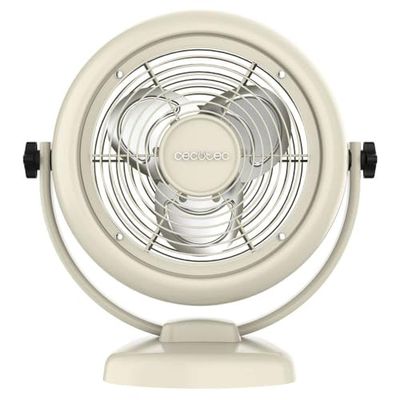Cecotec Tafelventilator EnergySilence 800 RetroDesk Beige, 20W vermogen, 8 Inch, Verstelbare Kanteling, 3 Aerodynamische Bladen, 2 Snelheden, Robuust en Stabiele Basis