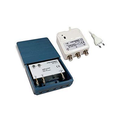 Metronic 432171 - Amplificador de TV ao ar livre, amplificador de mastro, 2 entradas UHF ajustáveis, proteção 4G