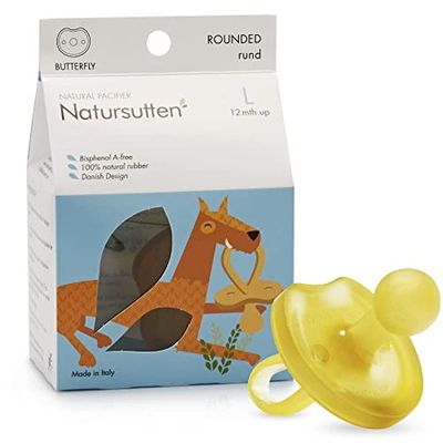 Natursutten Borboleta, Chupeta ecológica de borracha natural com tetina redonda, a partir dos 12 meses