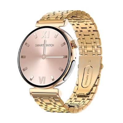 Knauermann PRO 3 Mini (2024) Gold - Gezondheidshorloge Smartwatch met telefoonfunctie - ECG + HRV en SOS-functie - AMOLED-display - BT Bluetooth - slaapapneu - schakelarmband goud, 14-24, rond, goud,