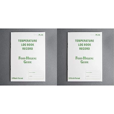 Hygiplas 6063 Temperature Log Book Hygiene Kitchen Fridge Freezer Thermometer (Pack of 2)