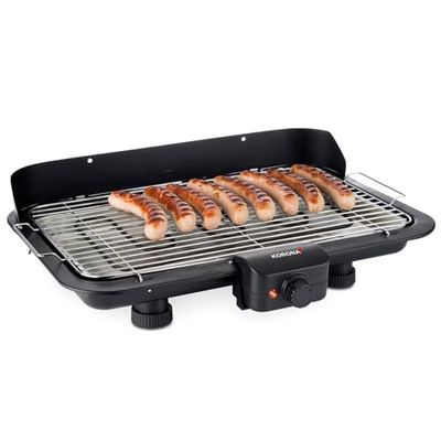 Korona 46117 Barbecue elettrico da tavolo con superficie barbecue XXL (51 x 30 cm) | 2200 Watt | elemento riscaldante rimovibile | interruttore di sicurezza | regolazione continua della temperatura