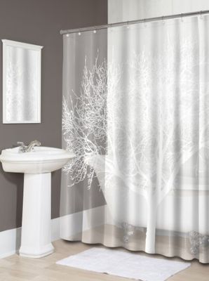 Splash Home Pearl Tree Doublure de Douche en PEVA de Calibre 4 pour Salle de Bain et Baignoire, sans Odeur Chimique, Rideaux imperméables avec 12 œillets en métal antirouille 178 x 183 cm