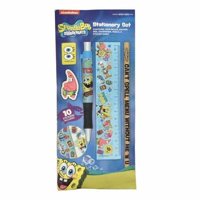 Thumbs Up SpongeBob Squarepants SpongeBob Squarepants Writing Set, 11 Piece Writing Set with Pencils, Erasers, Ruler & Co. Idea for All SpongeBob Fans