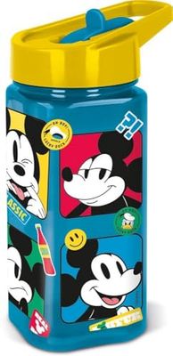 STOR Bouteille en plastique Disney Blue pour enfants Mickey Mouse Mickey Mouse 510 ml avec paille qui évite les pertes