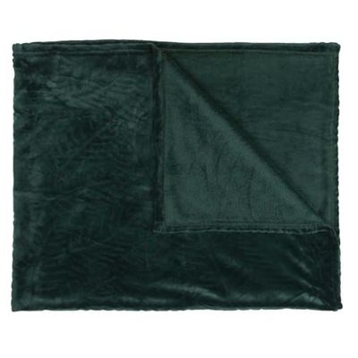 HOME DECO FACTORY, TX0130 - Manta de Franela con Relieve, Suave y cómoda, sofá o la Cama, fácil de Mantener, Dimensiones 120 x 150 cm, Color Verde fir