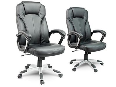 Eago EG-222 Bureaustoel, draaistoel, kunstleer, zwart