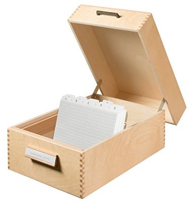 HAN 1005, boîte à fiches en bois DIN A5 horiz., pour 1.500 fiches, fond métallique/séparateur, bois naturel