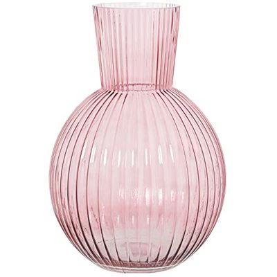 JARRÓN CRISTAL ROSA °24X36CM,BOCA:°12CMBASE:°12C