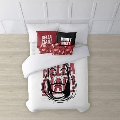 BELUM | La casa de Paper Duvet Cover | Bella Ciao Model Duvet Cover | Duvet Cover with Buttons | 100% Cotton Duvet Cover | Duvet Cover (90 cm Bed (155 x 220 cm))