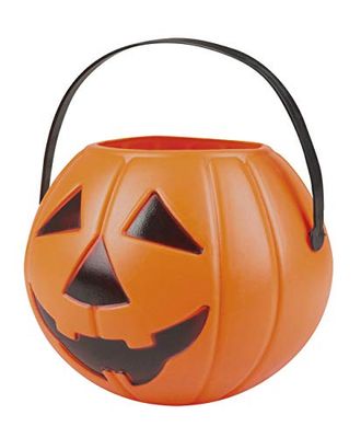 Boland 74589 Pumpkin Bucket Approx. 16 x 14 cm, Bag for Party Decoration, Decoration for Halloween, Carnival and Theme Party