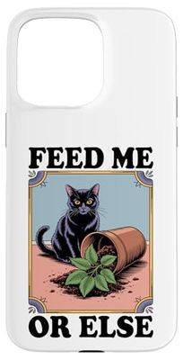 Feed Me Or Else Plante pour Chat Chaton Plantes Amoureux des chats Coque pour iPhone 15 Pro Max