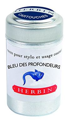 Jacques Herbin Blue of the Depths Universal Writing Ink Cartridges, Dark blue, Set of 6