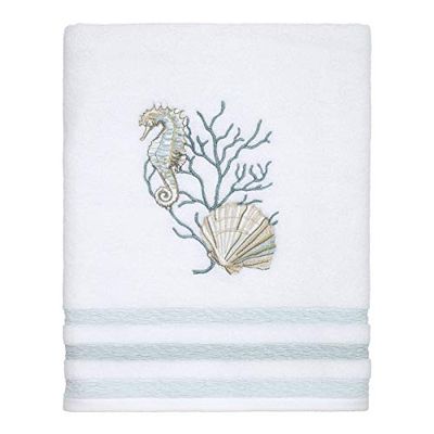 Avanti Linens Coastal Terrazzo Collection Serviette de Bain en Coton Blanc