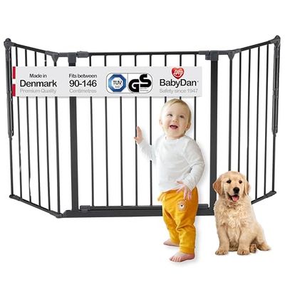 BabyDan Galten M, 90-146 cm, Barrière d'escalier/Séparateur de pièce, Noir, Fabriqué au Danemark - Barrière pour bébé/Barrière de sécurité (Barrière pour animaux/Barrière pour chien/Parc pour chien)