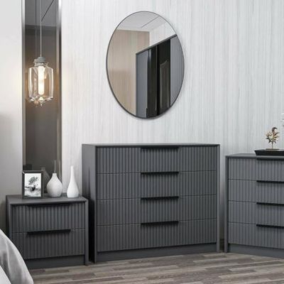 Dmora - Commode Haedus, Commode Polyvalente, Commode de Chambre, Meuble avec tiroirs, 45x100 h85 cm, Anthracite