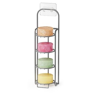 SpaceAid Support de Barre de shampooing à 4 Niveaux pour Douche, Porte-Savon Auto-drainant pour Mur de Salle de Bain et évier de Cuisine, Porte-Savon en Acier Inoxydable (Gris)