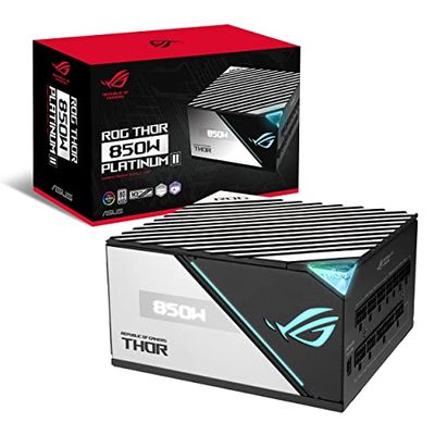 ASUS ROG THOR 850W Platinum, Alimentatore con display OLED, Dissipatori di calore ROG, 80 PLUS Platinum, Cavi modulari, PCIe Gen 5.0, Ventola Wing-blade, Tecnologia 0dB, Aura Sync