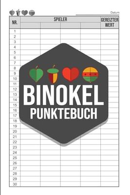 Binokel Punktebuch – Klassisches Zählblatt: 106 Seiten für 2–4 Spieler | Reizwert, Rundenergebnisse und Gesamtpunktzahl | Punktetabelle für deutsches Binokel | Punkte Buch