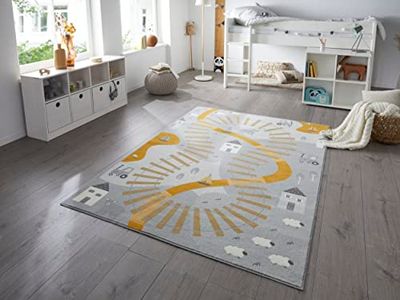 HANSE Home Alfombra Infantil Railtrack – Alfombra Infantil de Pelo Corto, Alfombra de Pelo Corto, diseño Moderno, Pelo Suave, fácil de Limpiar, 80 x 150 cm, Color Amarillo Mostaza