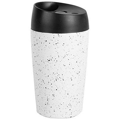 Sagaform Unisex – volwassenen 5018362 Loke reisbeker, sluitfunctie S, wit/zwart, 8 x 15 cm