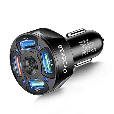 4 Porte Caricatore Auto USB Cellulare, Caricatore Accendisigari Accessori Caricabatterie Compatibile Con Tablet, iPhone,Samsung