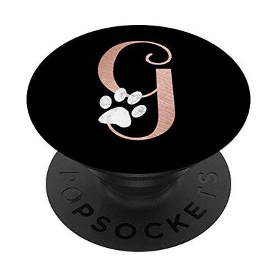 PopSockets Lettera G rosa, gatto bianco, monogramma a zampa di cane PopGrip: Impugnatura per Telefoni Cellulari e Tablet Intercambiabile