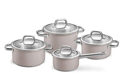 Tescoma 780111 - Batería de cocina con tapas, 8 piezas, Delight Taupe